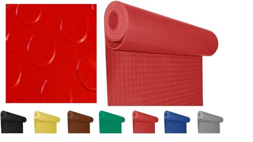 Mugar - Rutschfester Gummiboden - Kreisfliesen | Gummiboden | dekorative Farben | Rolle der ausgewählten Größe (rot, 1 x 10 m) von Mugar