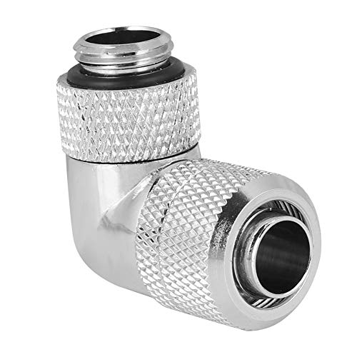 Mugast G1 / 4 PC Wasserkühlung Adapter,Water Cooling Fitting G1 / 4 2 Punkt Gewinde Drehwinkelverbinder,90 ° Winkel Right Angle Elbow Winkeladapter für Computer-Wasserkühlsystem(Silber) von Mugast