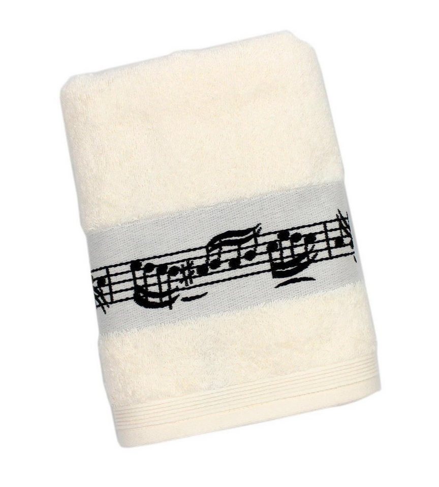 mugesh Handtuch Handtuch Notenmotiv creme, für Musiker von mugesh