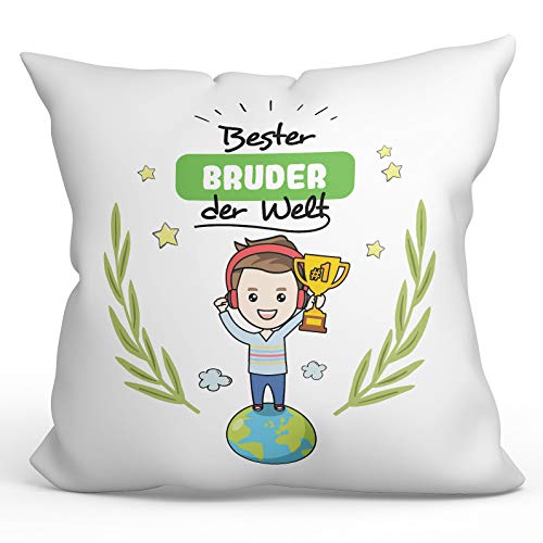 Mugffins Kissen Bruder -Familie Welt -Lustige und Originelle Geschenke für Dekoration -Abdeckung und Füllung (40x40 cm). Baumwolle Gefühl von Mugffins