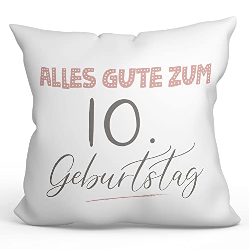 Mugffins Kissen mit Füllung mit Spruch Gebutstag 10 - Auf Deutsch - Alles Gute zum Geburtstag! Pinke - 40 x 40 cm - originelles und lustiges Geschenk von Mugffins