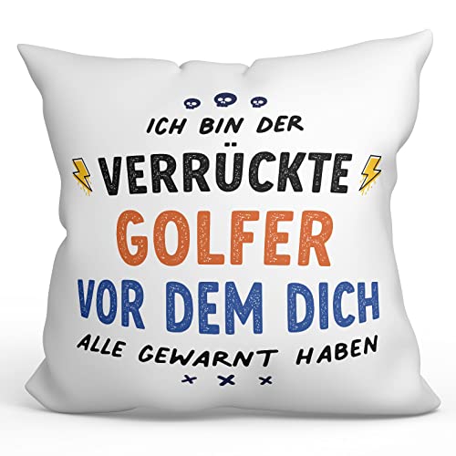 Mugffins Kissen mit Füllung mit Spruch für Golfer - Auf Deutsch - Dich alle gewarnt haben - 40 x 40 cm - originelles und lustiges Geschenk Mitarbeiter von Mugffins