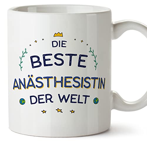 Mugffins Tassen/Becher mit Spruch für ANÄSTHESISTIN - Auf Deutsch - Beste der Welt - 11 oz / 330 ml - originelles und lustiges Geschenk Mitarbeiter von Mugffins