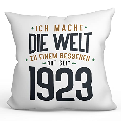 Mugffins Kissen mit Füllung mit Spruch Gebutstag - Auf Deutsch - Ich Mache Die Welt zu Einem Besseren - 40 x 40 cm - originelles und lustiges Geschenk von Mugffins