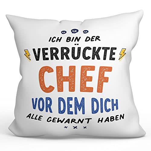 Mugffins Kissen mit Füllung mit Spruch für Chef - Auf Deutsch - Dich alle gewarnt haben - 40 x 40 cm - originelles und lustiges Geschenk Mitarbeiter von Mugffins