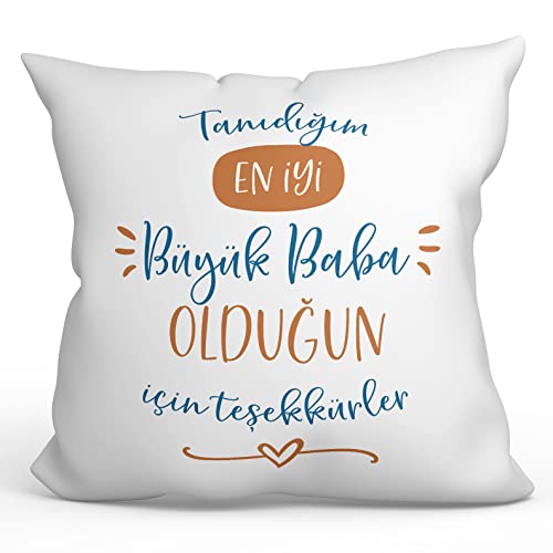 Mugffins Kissen mit Füllung mit Spruch für GROßVATER/Opa - Auf Türkisch - en IYI Aile teşekkür ederim - 40 x 40 cm - originelles und lustiges Geschenk von Mugffins