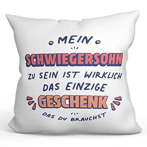 Mugffins Kissen mit Füllung mit Spruch für SCHWIEGERSOHN - Auf Deutsch - Geschenk das du Brauchst - 40 x 40 cm - originelles und lustiges Geschenk von Mugffins