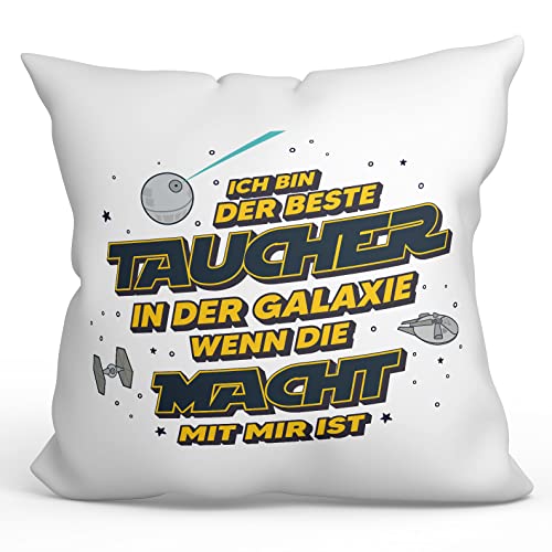 Mugffins Kissen mit Füllung mit Spruch für Taucher - Auf Deutsch - Die Beste Der Galaxie Wenn Macht - 40 x 40 cm - Lustiges Geschenk Mitarbeiter von Mugffins