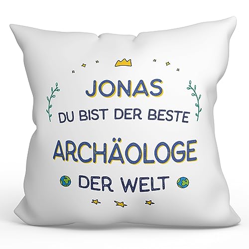 Mugffins Personalisierte Kissen mit Füllung mit Spruch für ARCHÄOLOGE Mann - Auf Deutsch - Beste der Welt - 40 x 40 cm - Individuell Anpassbar Geschenk fue Mitarbeiter von Mugffins