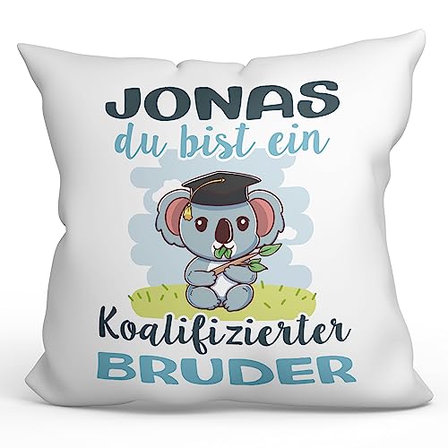 Mugffins Personalisierte Kissen mit Füllung mit Spruch für Bruder - Auf Deutsch - Koalifizierte Personalisierte - 40 x 40 cm - Individuell Anpassbar Geschenk von Mugffins