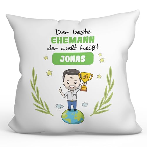 Mugffins Personalisierte Kissen mit Füllung mit Spruch für Ehemann/Mann - Auf Deutsch - der Beste der Welt - 40 x 40 cm - Individuell Anpassbar Geschenk Mugffins Personalisierte Kissen mit Füllung mit Spruch für Ehemann/Mann - Auf Deutsch - der Beste der Welt - 40 x 40 cm - Individuell Anpassbar Geschenk von Mugffins