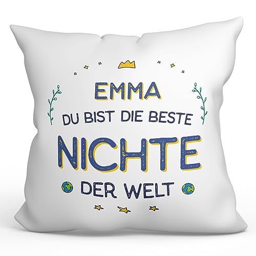 Mugffins Personalisierte Kissen mit Füllung mit Spruch für NICHTE - Auf Deutsch - Beste der Welt - 40 x 40 cm - Individuell Anpassbar Geschenk von Mugffins