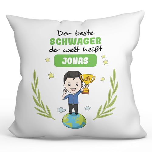 Mugffins Personalisierte Kissen mit Füllung mit Spruch für SCHWAGER - Auf Deutsch - der Beste der Welt - 40 x 40 cm - Individuell Anpassbar Geschenk von Mugffins