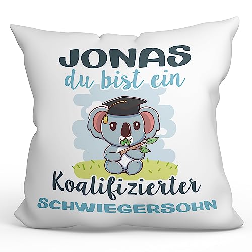 Mugffins Personalisierte Kissen mit Füllung mit Spruch für SCHWIEGERSOHN - Auf Deutsch - Koalifizierte Personalisierte - 40 x 40 cm - Individuell Anpassbar Geschenk von Mugffins