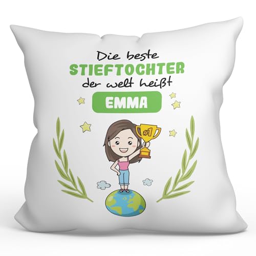 Mugffins Personalisierte Kissen mit Füllung mit Spruch für Stepdaughter - Auf Deutsch - der Beste der Welt - 40 x 40 cm - Individuell Anpassbar Geschenk Mugffins Personalisierte Kissen mit Füllung mit Spruch für Stepdaughter - Auf Deutsch - der Beste der Welt - 40 x 40 cm - Individuell Anpassbar Geschenk von Mugffins