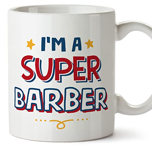 Mugffins Tassen/Becher mit Spruch für BARBER - Auf Englisch - I'm Super - 11 oz / 330 ml - originelles und lustiges Geschenk Mitarbeiter von Mugffins