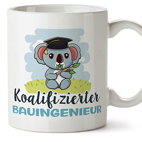 Mugffins Tassen/Becher mit Spruch für BAUINGENIEUR - Auf Deutsch - Koalifizierter/Koalifizierte - 11 oz / 330 ml - originelles und lustiges Geschenk Mitarbeiter von Mugffins