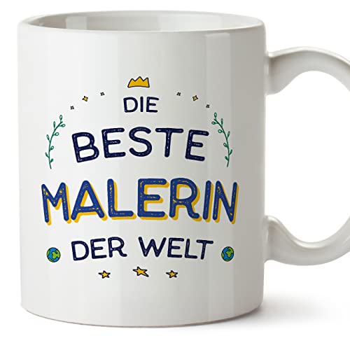 Mugffins Tassen/Becher mit Spruch für MALERIN - Auf Deutsch - Beste der Welt - 11 oz / 330 ml - originelles und lustiges Geschenk Mitarbeiter von Mugffins