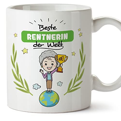 Mugffins Tassen/Becher mit Spruch für RENTNERIN - Auf Deutsch - Bester der Welt - 11 oz / 330 ml - originelles und lustiges Geschenk Mitarbeiter von Mugffins