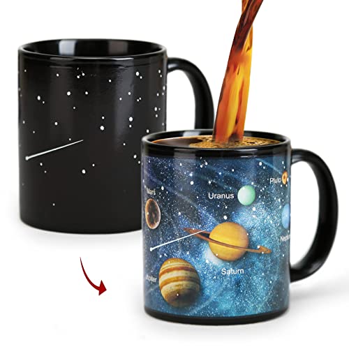 Kaffeetassen, Farbwechsel-Tasse, 325 ml, Keramik, beheizte Neuheit, Kaffeetasse mit Sonnensystem, Weltraumgeschenke, lustige Tassen für Männer, Freunde und Liebhaber. von Mugkiss