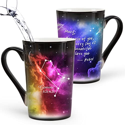 Personalisierte magische Tasse, individuelle Farbwechsel-Tasse, 340 ml Sternbild-Kaffeetasse mit Namen, Text, wärmeempfindliche Kaffeetasse, magische Tassen, von Mugkiss