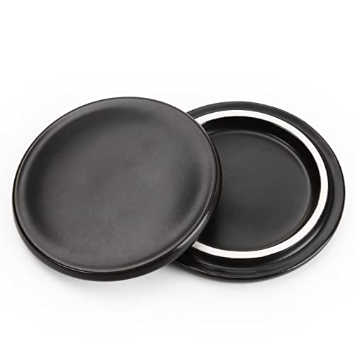 Schwarzer Keramik-Kaffeebecher-Deckel, 2 Stück, schwarzer Keramikdeckel für 325 ml Becher, Becherabdeckung zum Warmhalten und Staubdicht für heiße und kalte Flüssigkeiten, Außendurchmesser 8,4 cm von MUGKISS