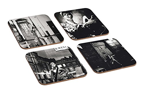 David Bowie Ziggy Stardust 4-teiliges Untersetzer-Set aus Holz von Mugmart