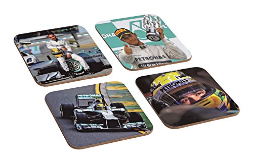 Lewis Hamilton Mercedes F1 Legend 4 TEILIGES Holz-Untersetzer Set von Mugmart