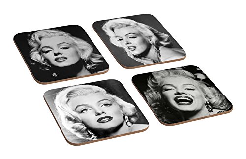Marilyn Monroe BW Untersetzer, Holz, 4 Stück von Mugmart