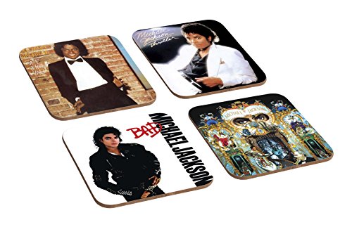 Untersetzer-Set, Michael Jackson Albumcover, Holz, 4 Stück von Mugmart