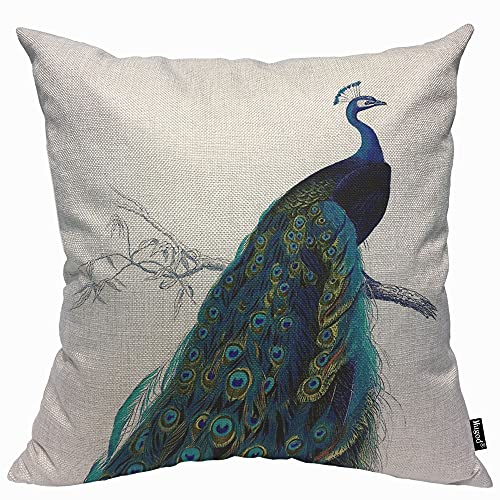 Mugod Eleganter, farbenfroher Pfau-Kissenbezug, stehender Kissenbezug für Männer und Frauen, dekoratives Zuhause, Sofa, Stuhl, Couch, 45 x 45 cm. von Mugod