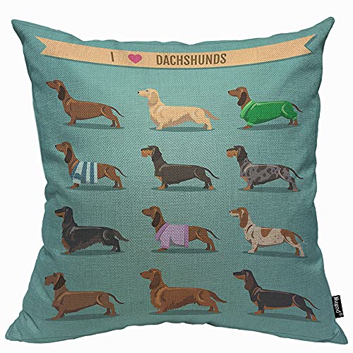 Mugod Hunde-Kissenbezug mit niedlichem Dackel-Motiv, für Männer und Frauen, dekoratives Zuhause, Sofa, Stuhl, Couch, 45 x 45 cm. von Mugod