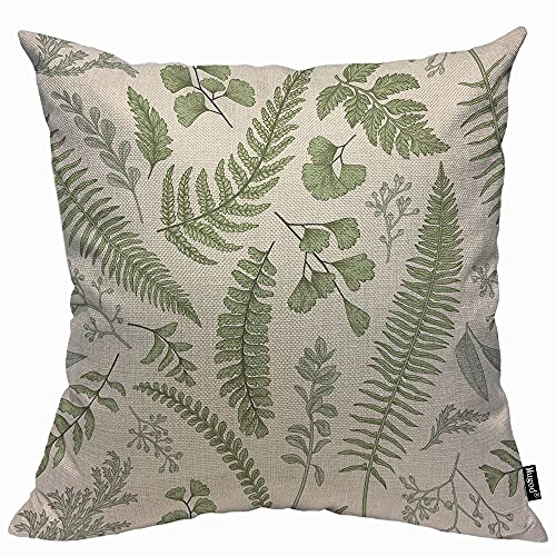 Mugod Kissenbezug mit floralem Muster im Vintage-Stil und Blättern und Kräutern, Botanische Illustration, Buchsbaum-Kissenbezug für Männer und Frauen, dekoratives Zuhause, Sofa, Couch, 45 x 45 cm von Mugod