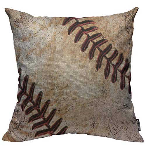 Mugod Throw Pillow Cover Vintage Baseball Home Decorative Square Pillow Case for Men Women Boy Gilrs Bedroom Livingroom Cushion Cover 18x18 Inch Grey red Pillowcase von Mugod
