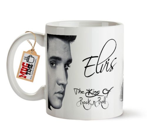 Mugtime (TM) – Elvis Presley – The King of Rock & Roll – Tasse – mit Unterschrift – 330 ml Keramik von Mugtime