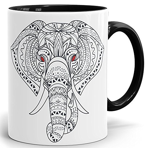 Mugvilla Elefanten Tasse - Keramikbecher ab 1 Stck. in schwarz von Drucksaal von Mugvilla