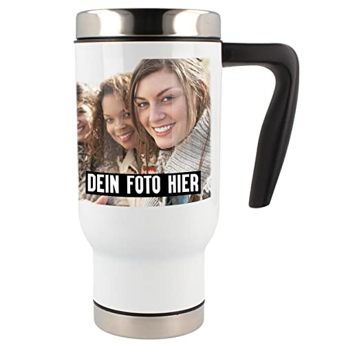 Mugvilla Thermobecher Edelstahl 0,4 Liter - Bedrucken und Personalisieren mit Foto - praktischer Handgriff von Mugvilla