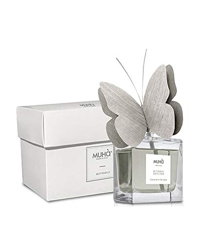 MUHA' Butterfly Schmetterling Diffusor Raumduft Made in Italy für Räume 50 ml Baumwolle und Vanille von Muhà