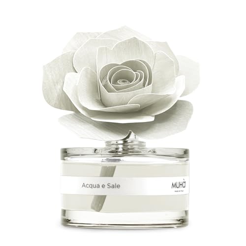 MUHA' | Duftdiffusor für Räume Rosa Diffuser, Duft Acqua e Sale, Raumduftdiffusor mit Rose aus Birkenholz, 50 ml Format. von Muhà
