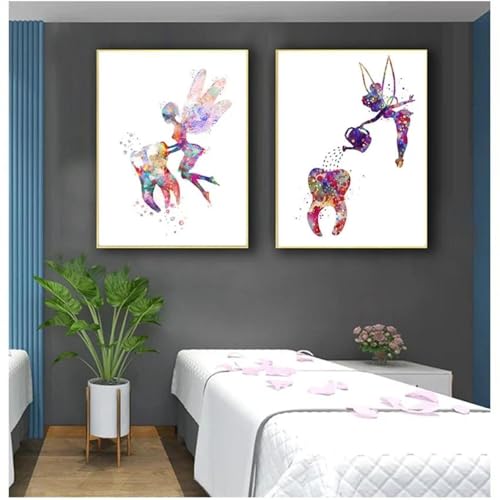2 Dental Art Zahnfee Hygienist Leinwand Druck Zähne Wand Bilder Klinik Dekor Leinwand Malerei Aquarell Wand Kunst Poster Dental 30x40cmx2 ohne Rahmen 2 Dental Art Zahnfee Hygienist Leinwand Druck Zähne Wand Bilder Klinik Dekor Leinwand Malerei Aquarell Wand Kunst Poster Dental 30x40cmx2 ohne Rahmen von Muholin