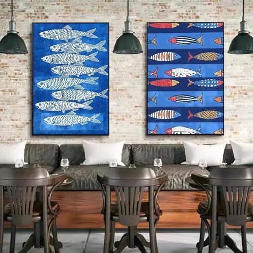 2 Home Wohnzimmer Schlafzimmer Bar Ästhetische Dekoration Bunte Sardinen Hummer Fisch Ozean Poster Kunst Leinwand Wand 60x80cmx2 ohne Rahmen 2 Home Wohnzimmer Schlafzimmer Bar Ästhetische Dekoration Bunte Sardinen Hummer Fisch Ozean Poster Kunst Leinwand Wand 60x80cmx2 ohne Rahmen von Muholin
