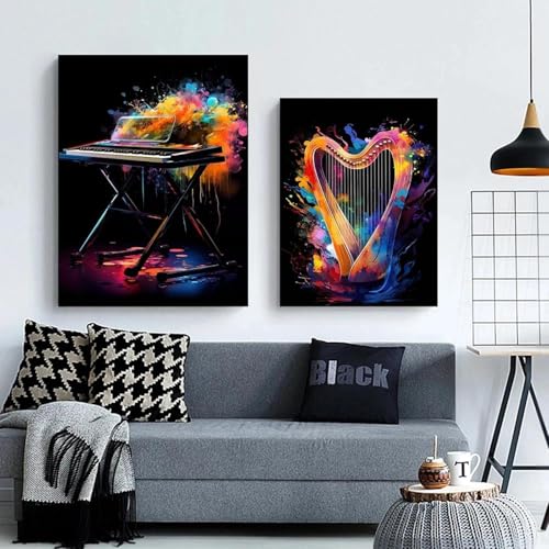 2 Instrumente Musik Festival Wand Kunst Poster Bilder Musik Studio Home Decor Leinwand Gemälde 60x80cmx2 ohne Rahmen von Muholin