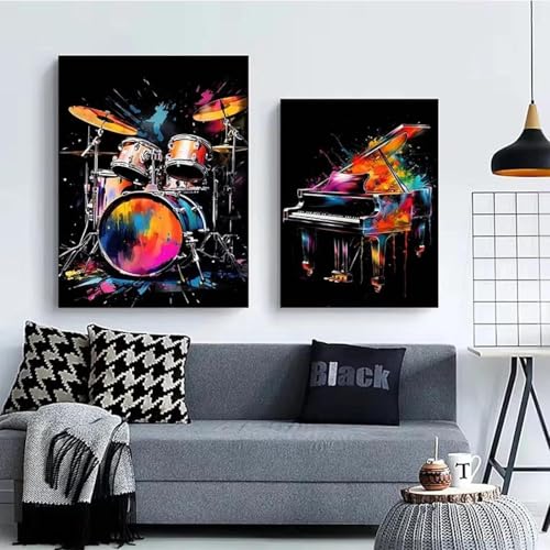 2 Musik-Poster, Instrumente, Klavier, Gitarre, Leinwandgemälde, Wandkunst, Bild, Musikstudio, Heimdekoration, Wandkunst, Poster 21x30cmx2 ohne Rahmen 2 Musik-Poster, Instrumente, Klavier, Gitarre, Leinwandgemälde, Wandkunst, Bild, Musikstudio, Heimdekoration, Wandkunst, Poster 21x30cmx2 ohne Rahmen von Muholin