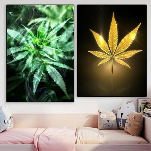 2 Rauchen Blätter Unkraut Wand Kunst Poster Wohnzimmer Bar Cafe Schlafzimmer Büro Hause Dekorative Leinwand Malerei 30x40cmx2 ohne Rahmen 2 Rauchen Blätter Unkraut Wand Kunst Poster Wohnzimmer Bar Cafe Schlafzimmer Büro Hause Dekorative Leinwand Malerei 30x40cmx2 ohne Rahmen von Muholin