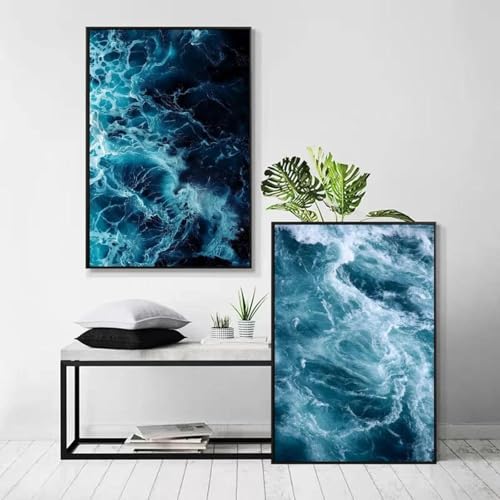 2 Strand Ozean Welle Wand Kunst Poster Wohnzimmer Bar Cafe Schlafzimmer Büro Hause Dekorative Leinwand Malerei 50x70cmx2 ohne Rahmen von Muholin