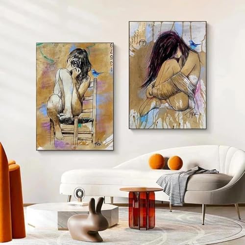2 Vintage Sexy Frau Leinwand Gemälde Poster und Druck Wand Kunst Dekoration Kunstwerk Zimmer Dekor 60x80cmx2 ohne Rahmen 2 Vintage Sexy Frau Leinwand Gemälde Poster und Druck Wand Kunst Dekoration Kunstwerk Zimmer Dekor 60x80cmx2 ohne Rahmen von Muholin