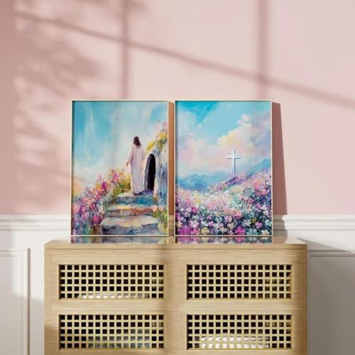 2 bunte christliche Ostern Jesus Poster Er ist auferstanden Bibelvers Leinwand Malerei Galerie Wand Kunst Wohnzimmer Wohnkultur 40x60cmx2 ohne Rahmen 2 bunte christliche Ostern Jesus Poster Er ist auferstanden Bibelvers Leinwand Malerei Galerie Wand Kunst Wohnzimmer Wohnkultur 40x60cmx2 ohne Rahmen von Muholin