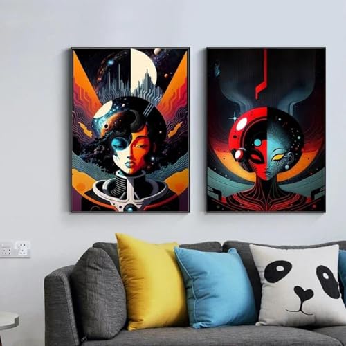 2 bunte kreative abstrakte Gesicht und Universum Malerei Leinwand Wand Kunst Poster Bilder für Wohnzimmer Schlafzimmer Wohnkultur 21x30cmx2 ohne Rahmen 2 bunte kreative abstrakte Gesicht und Universum Malerei Leinwand Wand Kunst Poster Bilder für Wohnzimmer Schlafzimmer Wohnkultur 21x30cmx2 ohne Rahmen von Muholin