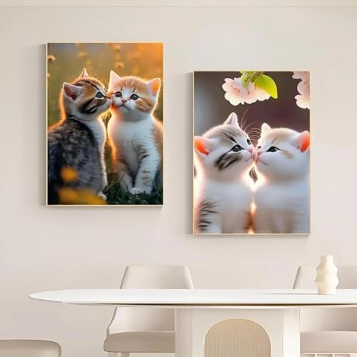 2 lustige und süße Liebhaber-Katzen-Wandkunst-Poster, Wohnzimmer, Bar, Café, Schlafzimmer, Büro, Zuhause, dekorative Leinwandmalerei 50x70cmx2 ohne Rahmen 2 lustige und süße Liebhaber-Katzen-Wandkunst-Poster, Wohnzimmer, Bar, Café, Schlafzimmer, Büro, Zuhause, dekorative Leinwandmalerei 50x70cmx2 ohne Rahmen von Muholin