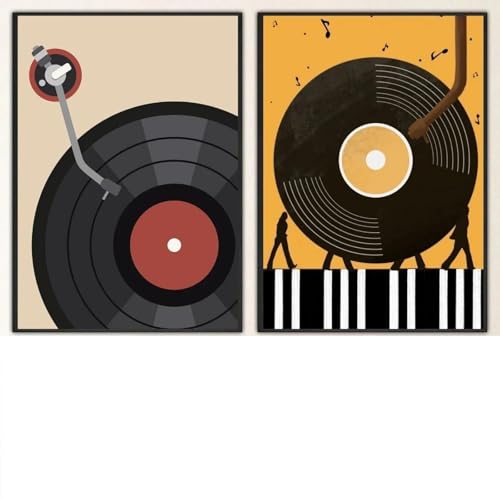 2 nordische Vintage-Vinyl-Schallplatten, Wandkunst, Poster, Wohnzimmer, Bar, Café, Schlafzimmer, Büro, Zuhause, dekorative Leinwandmalerei 21x30cmx2 ohne Rahmen 2 nordische Vintage-Vinyl-Schallplatten, Wandkunst, Poster, Wohnzimmer, Bar, Café, Schlafzimmer, Büro, Zuhause, dekorative Leinwandmalerei 21x30cmx2 ohne Rahmen von Muholin